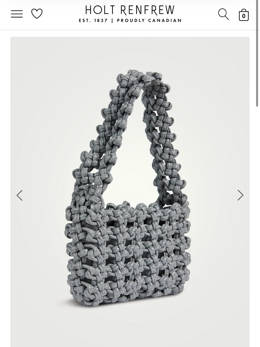 NWT KARA Gray Hand-Knotted Reflective Satin Armpit Bag